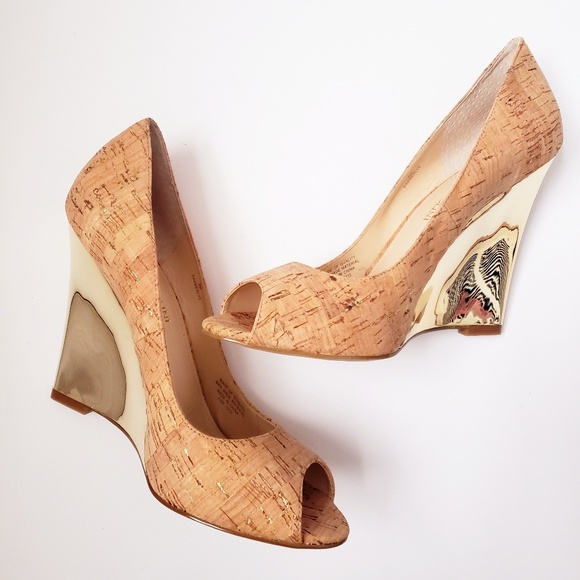 Enzo Angiolini Shoes - New Enzo Angiolini Amerly Gold Cork Wedge Heels